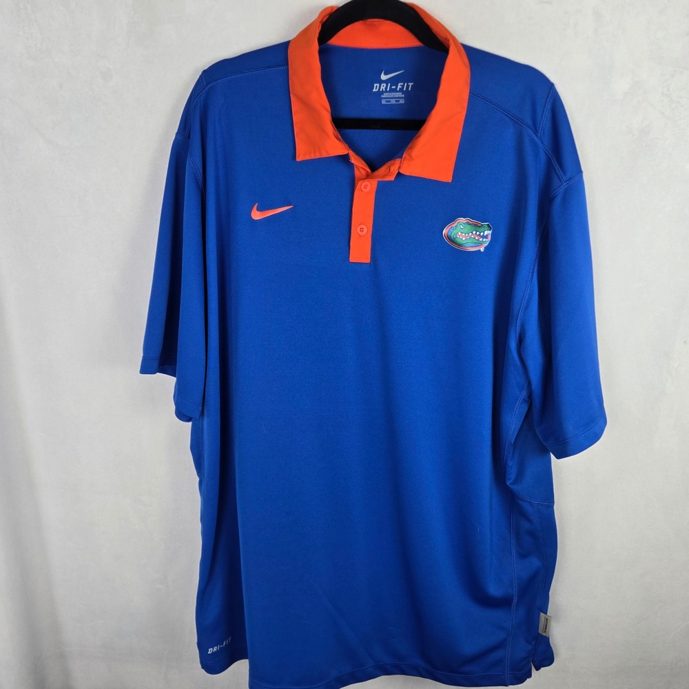 Nike Dri-FIT Florida Gators Authentic Polo Shirt Mens XXL Blue Orange NCAA UF
